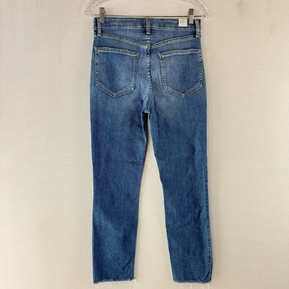 Frank & Eileen “Derry” Blue Denim Straight Leg Frayed Hem Jeans